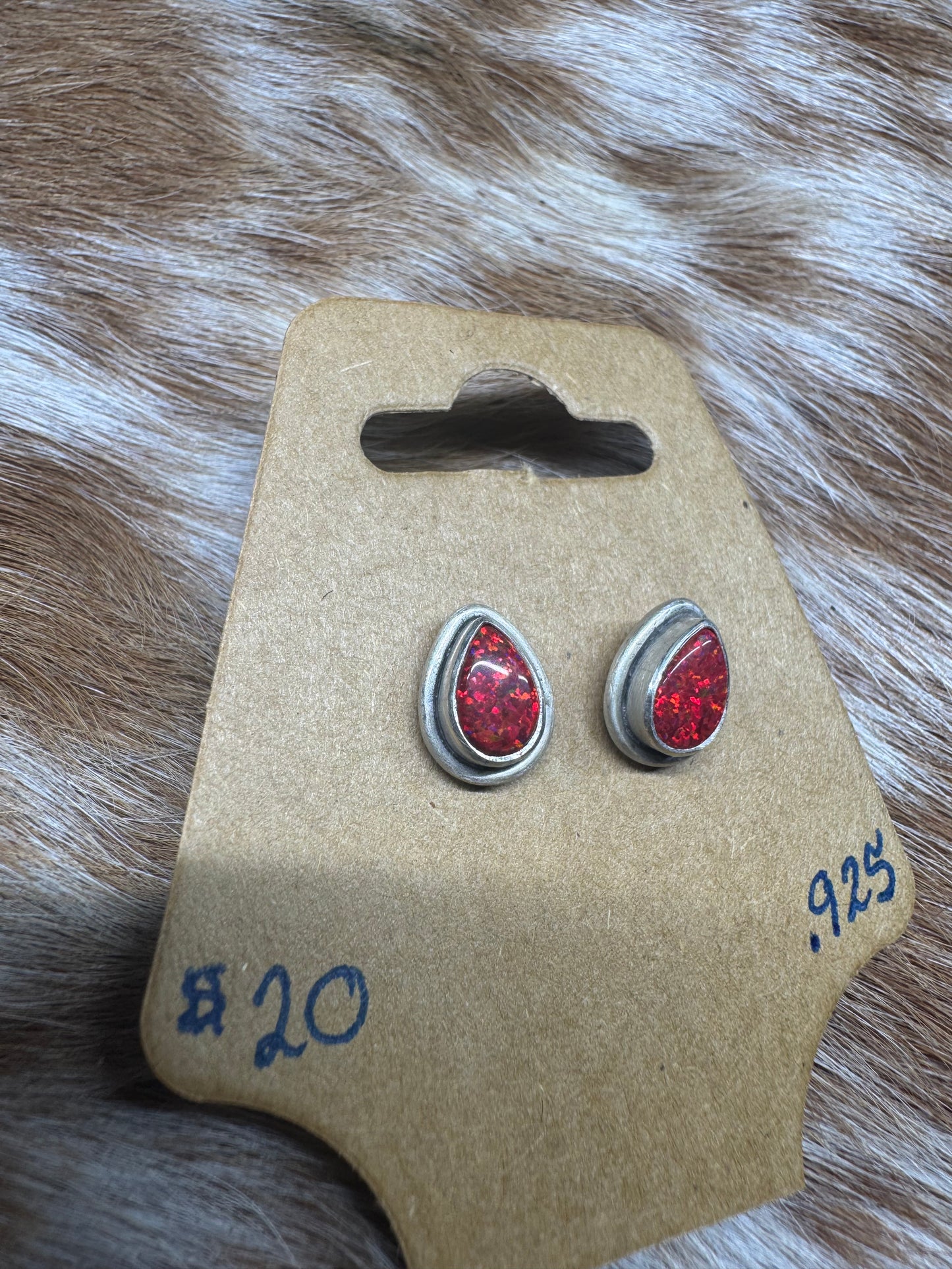 Red Opal Studs