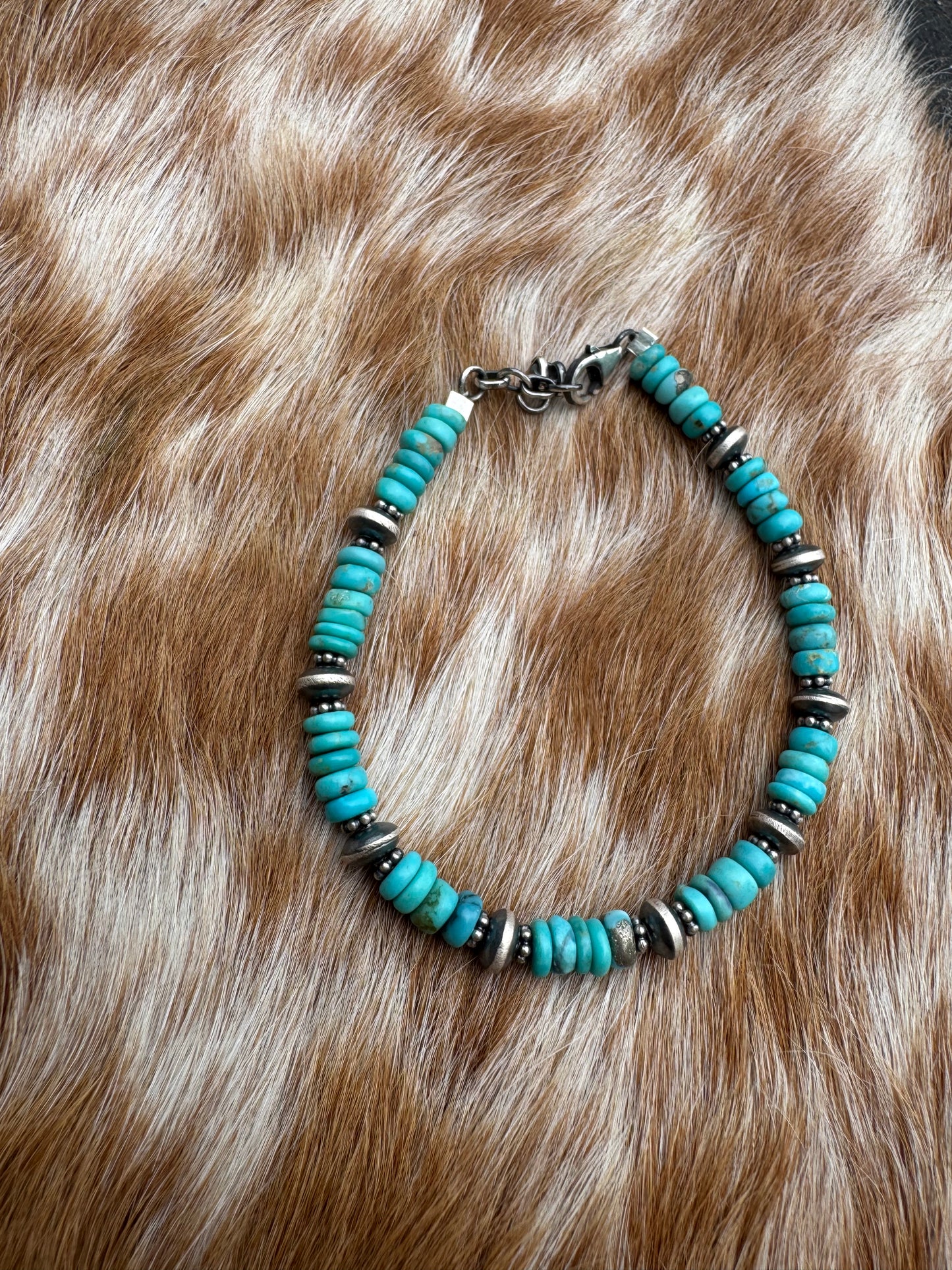 Turquoise & Saucer Pearl Bracelet