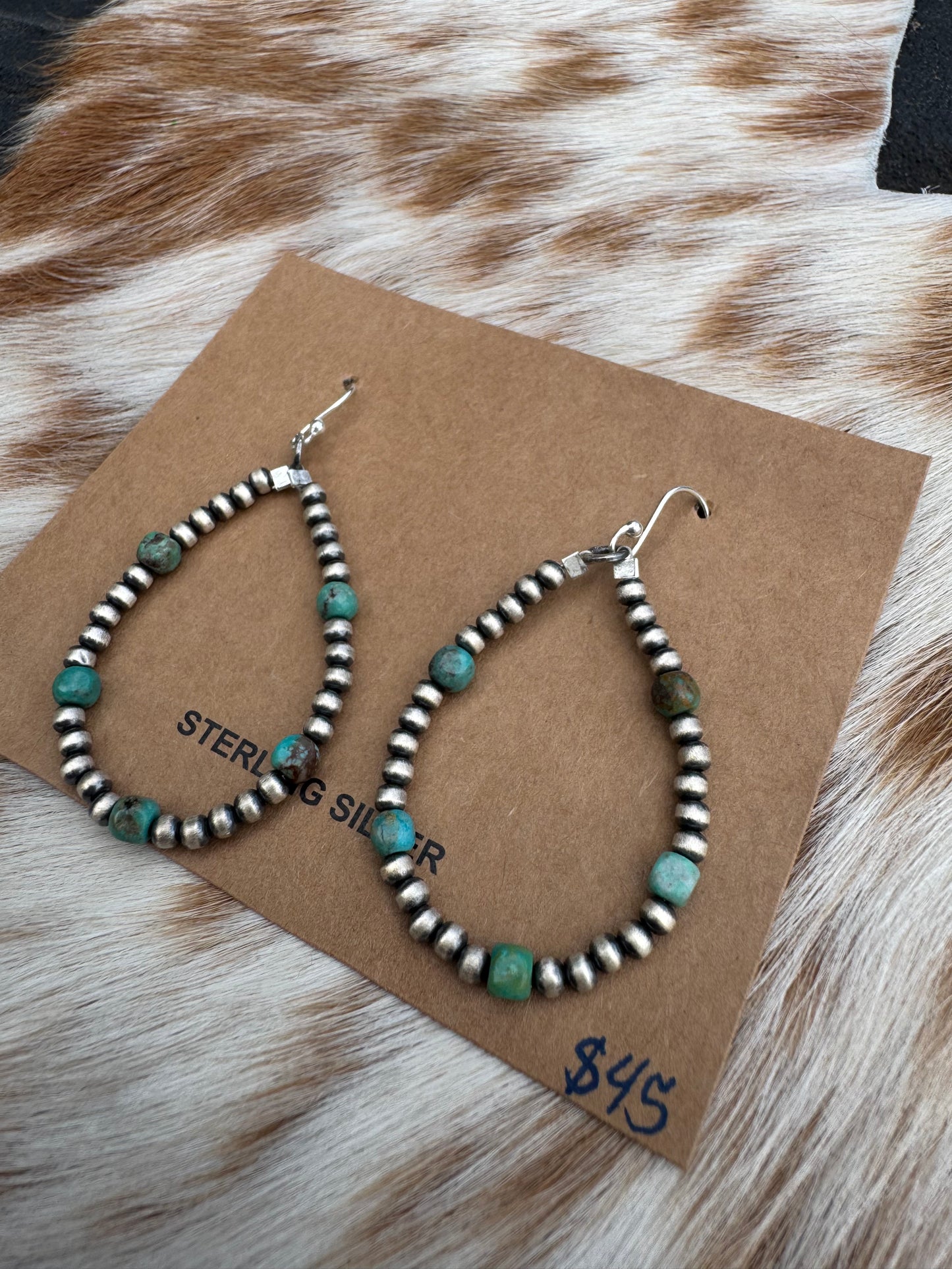 Navajo Pearls & Turquoise Nugget Earrings