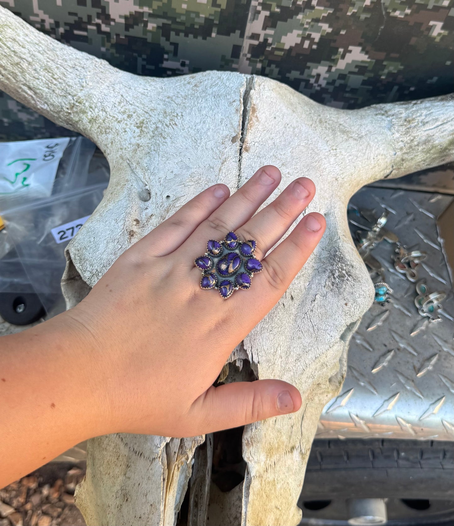 Purple Dahlia Cluster Ring