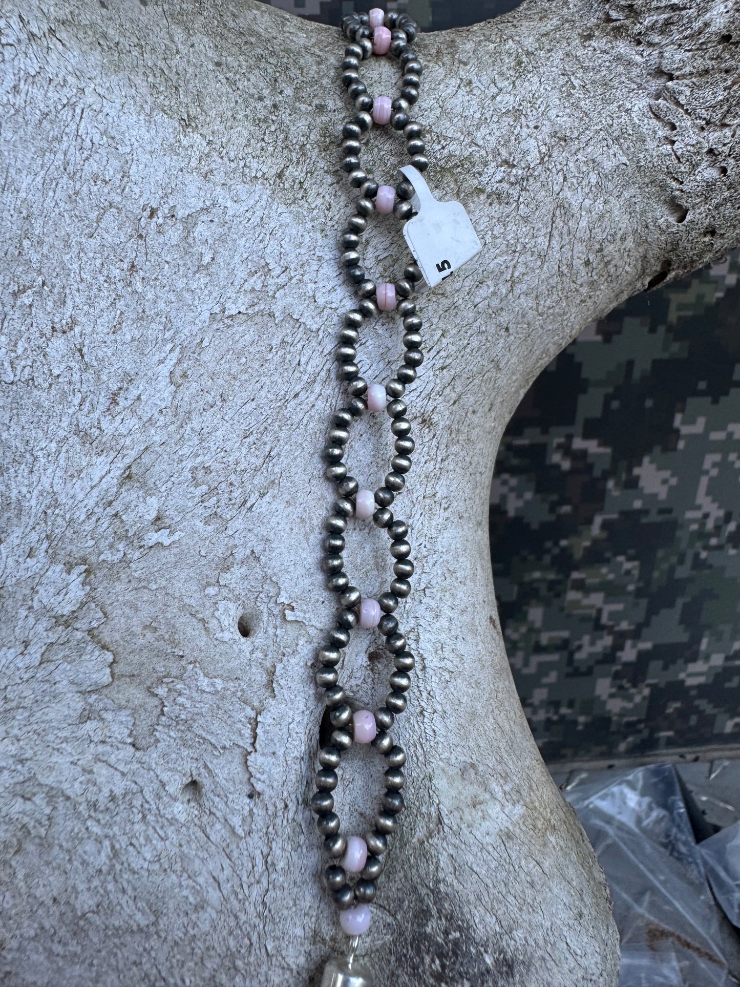 Sterling Pearls & Pink Conch Bracelet