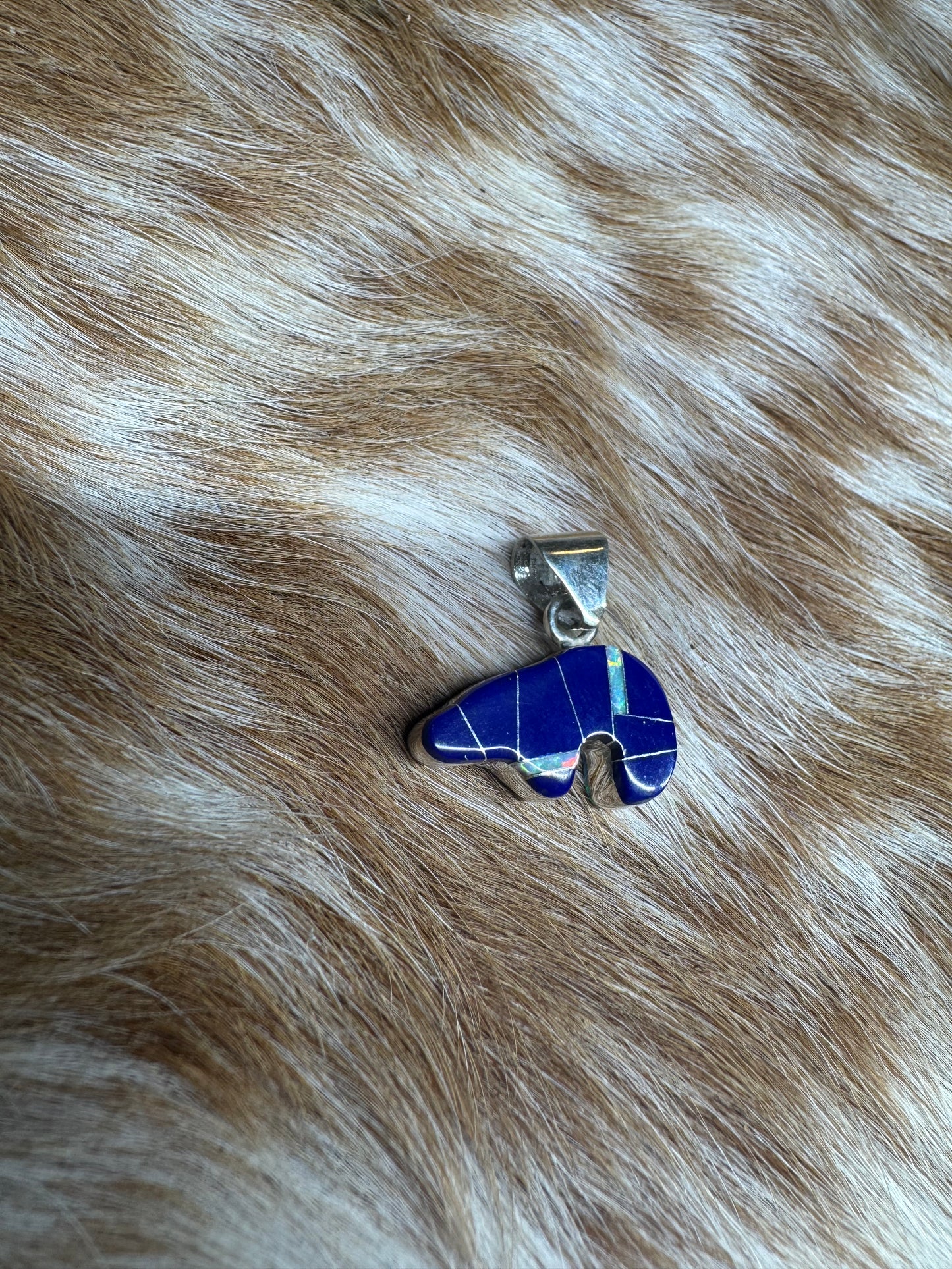 Zuni Inlay Bear Pendent