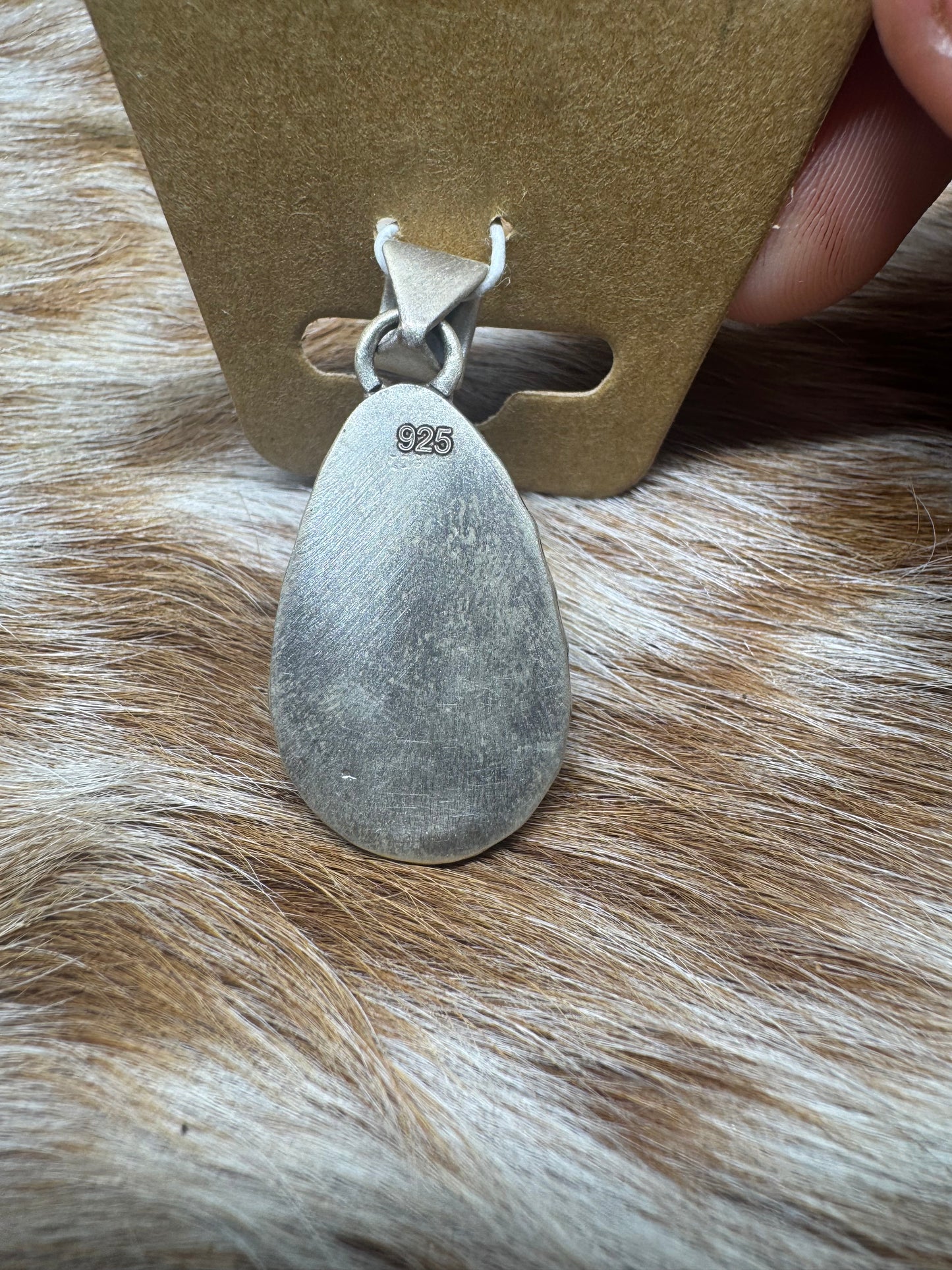 Turquoise Checkered Tear Drop Pendent