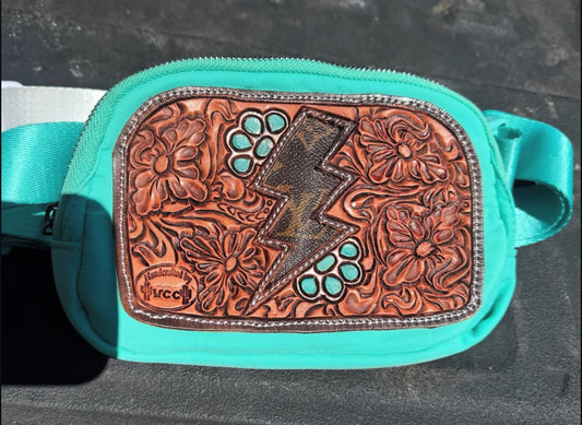 LV Lighting Bolt & Tooled Leather Belt Bag