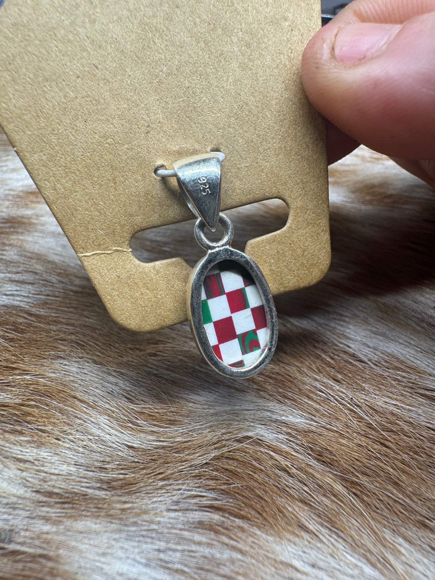 Red/Green Checkered Pendent