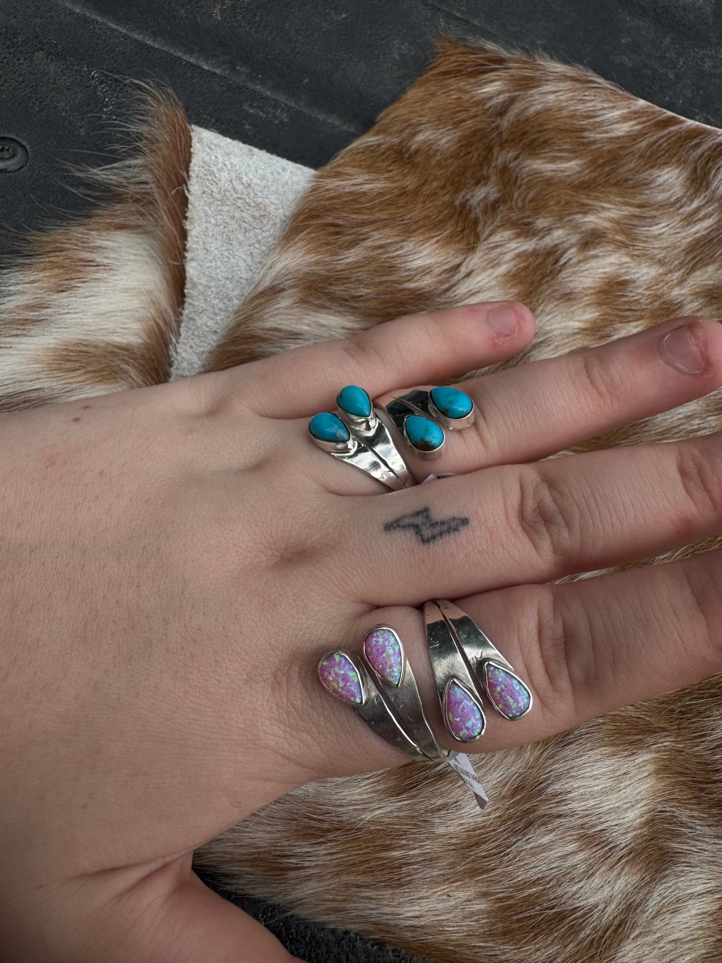 4 Stone Rings with stamped band