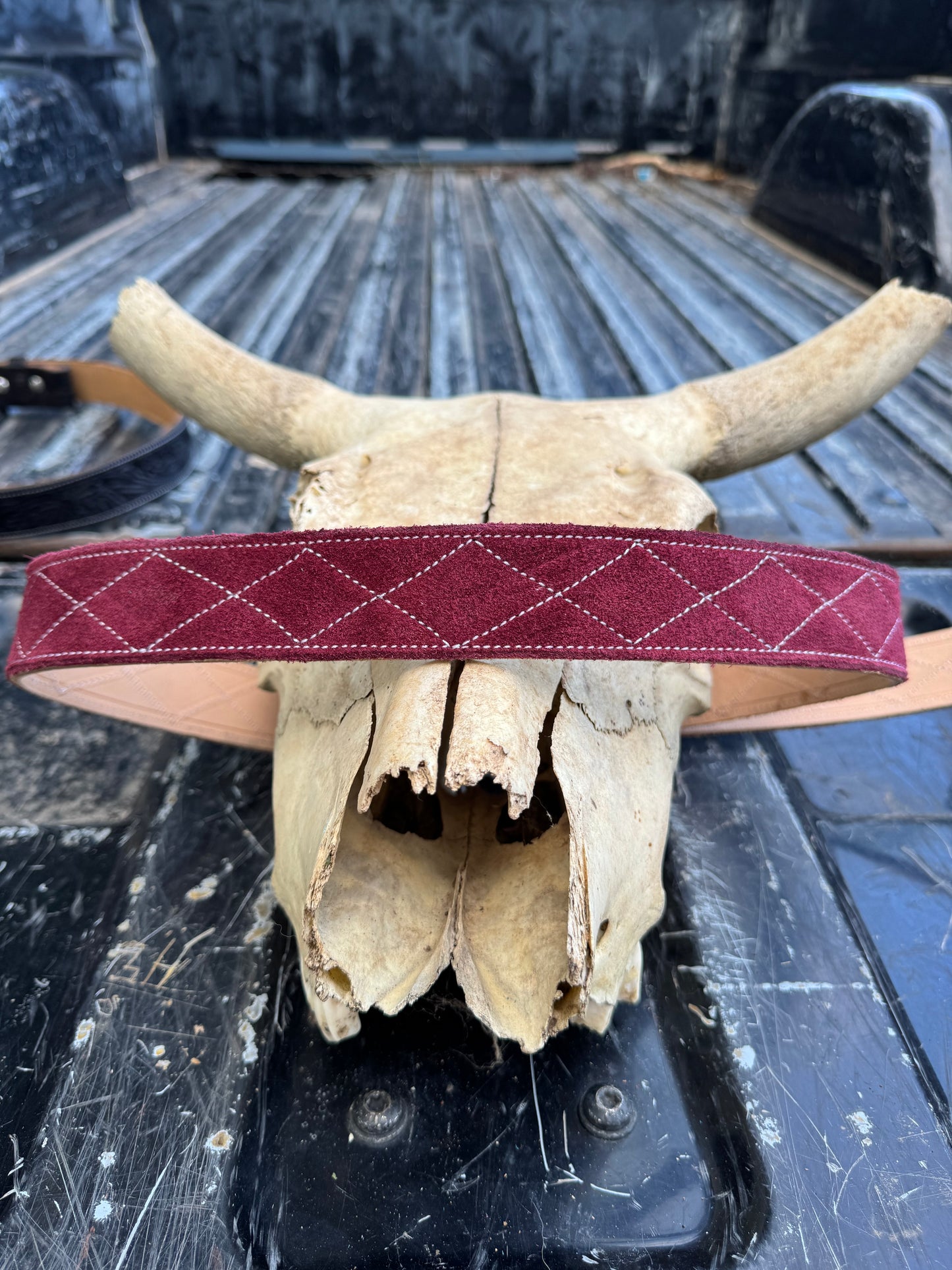 Diamond Stitch Maroon Belt