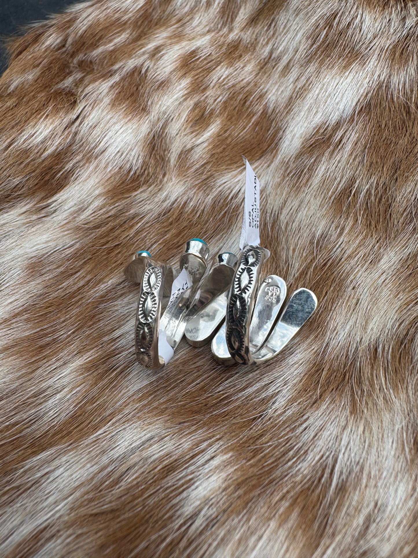 4 Stone Rings with stamped band