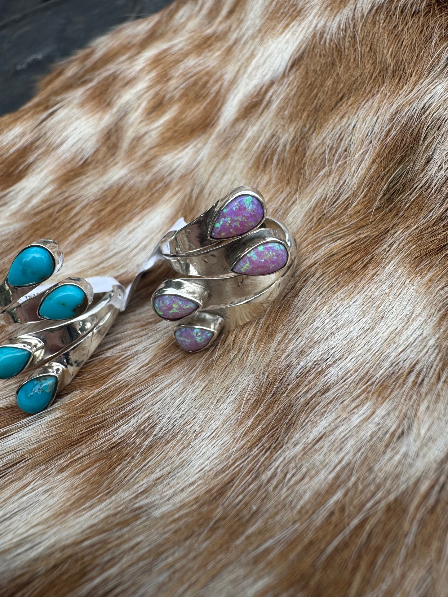 4 Stone Rings with stamped band