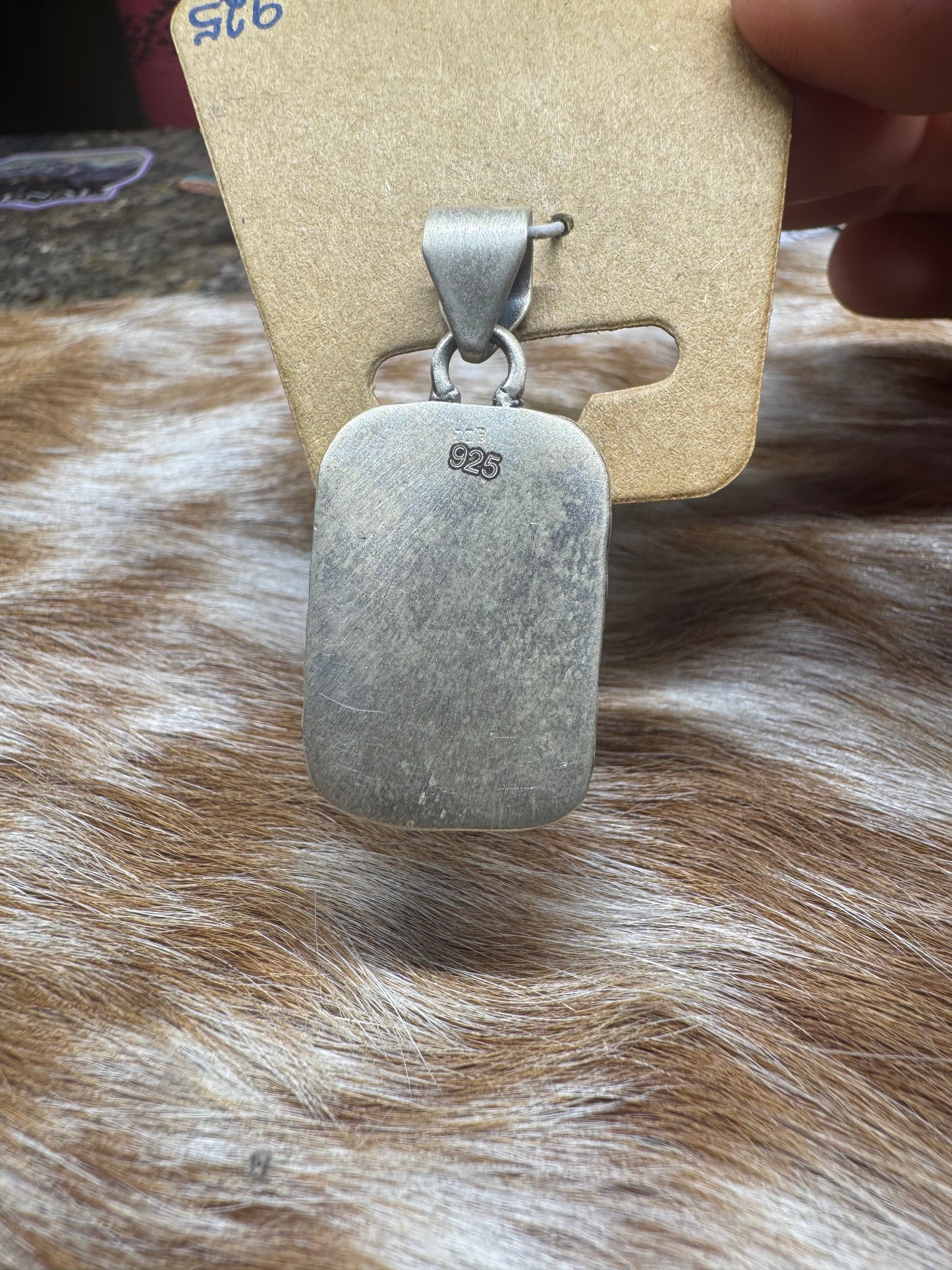 Turquoise Checkered Rectangle Pendent