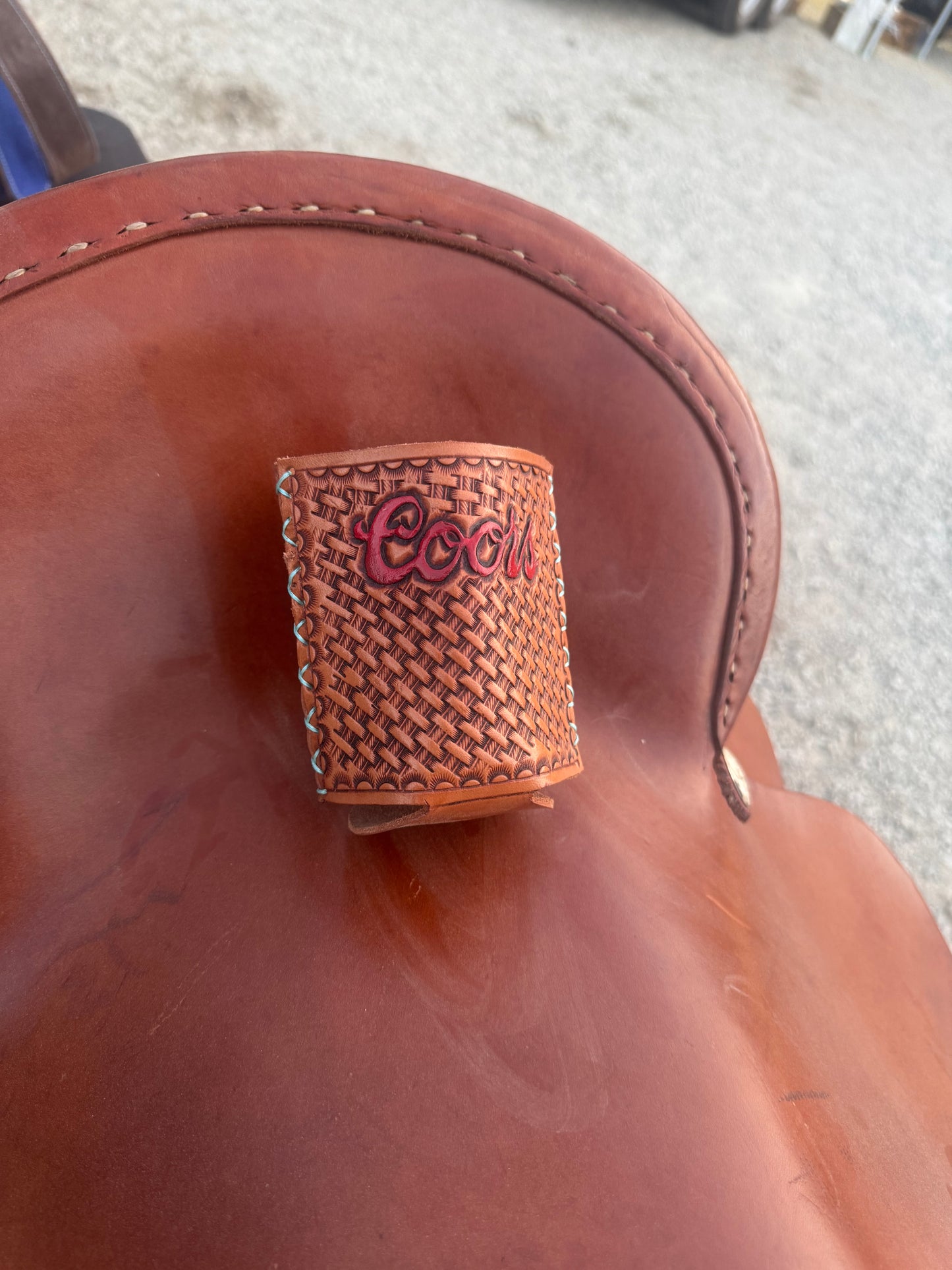 Coors/Basket Weave Leather Koozie