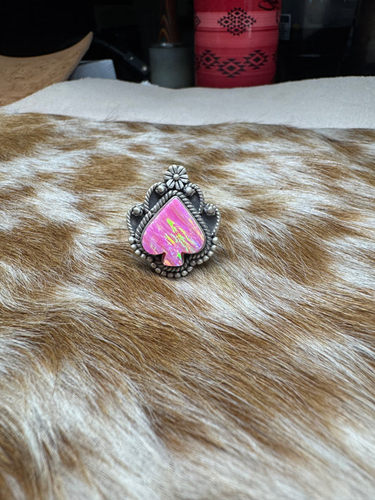 Pink Opal Spade Ring