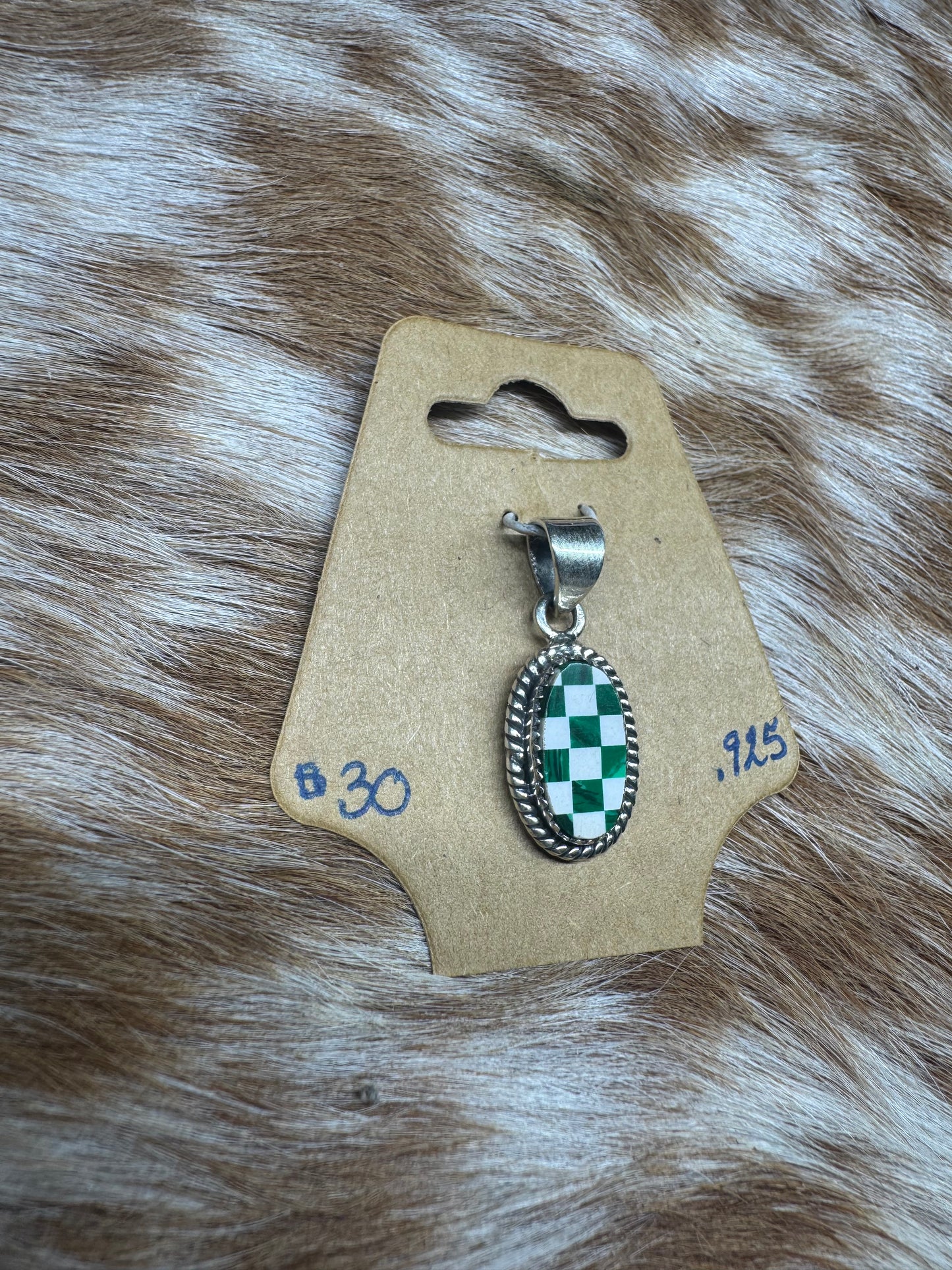 Green Checkered Pendent