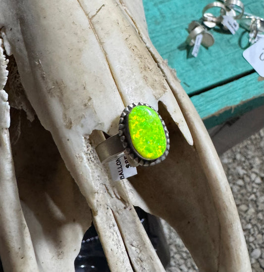 Neon Yellow Lab Opal Ring