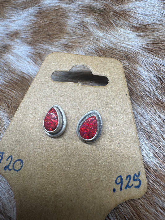 Red Opal Studs