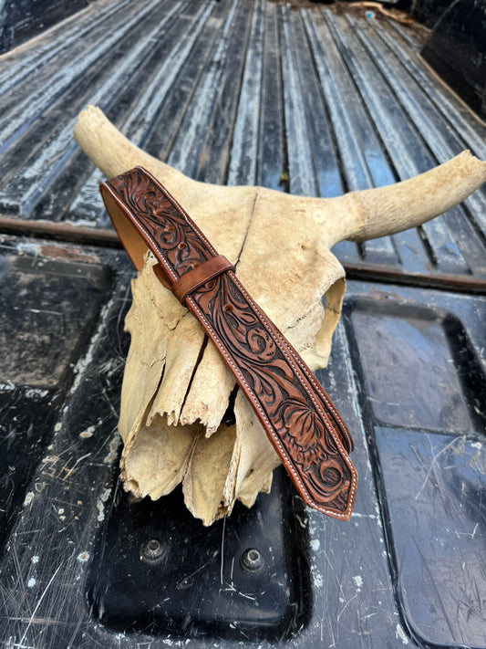 Brown Tooled Leather Belt