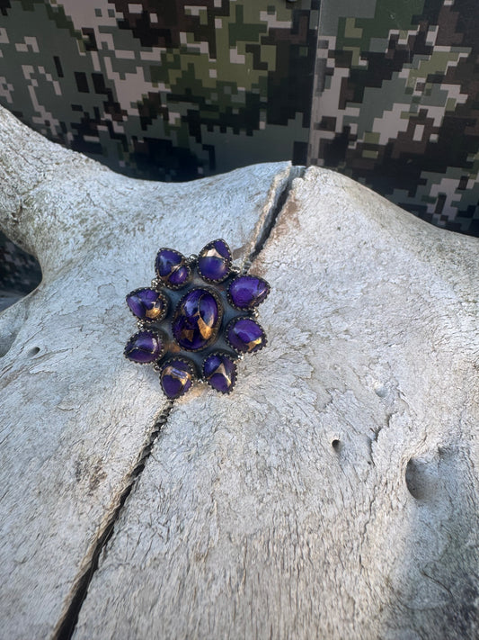 Purple Dahlia Cluster Ring