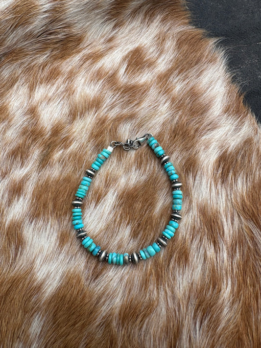Turquoise & Saucer Pearl Bracelet