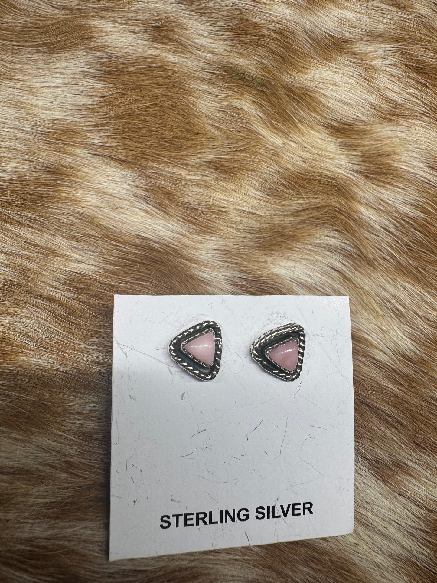 Triangle Pink Opal Earrings
