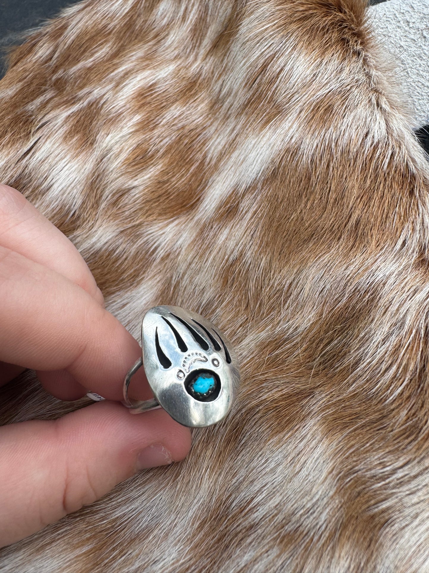Bear Paw Ring W/raw Kingman Stone