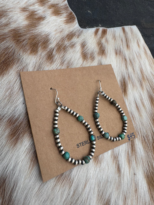 Navajo Pearls & Turquoise Nugget Earrings