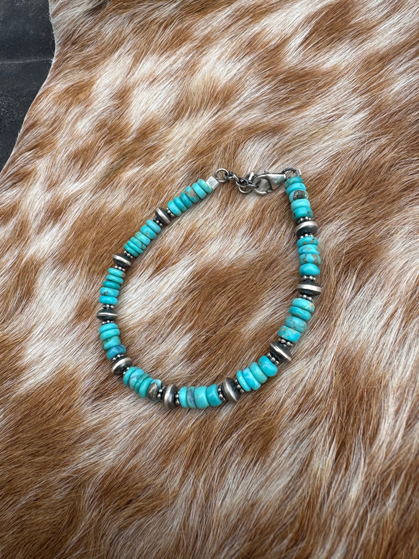 Turquoise & Saucer Pearl Bracelet