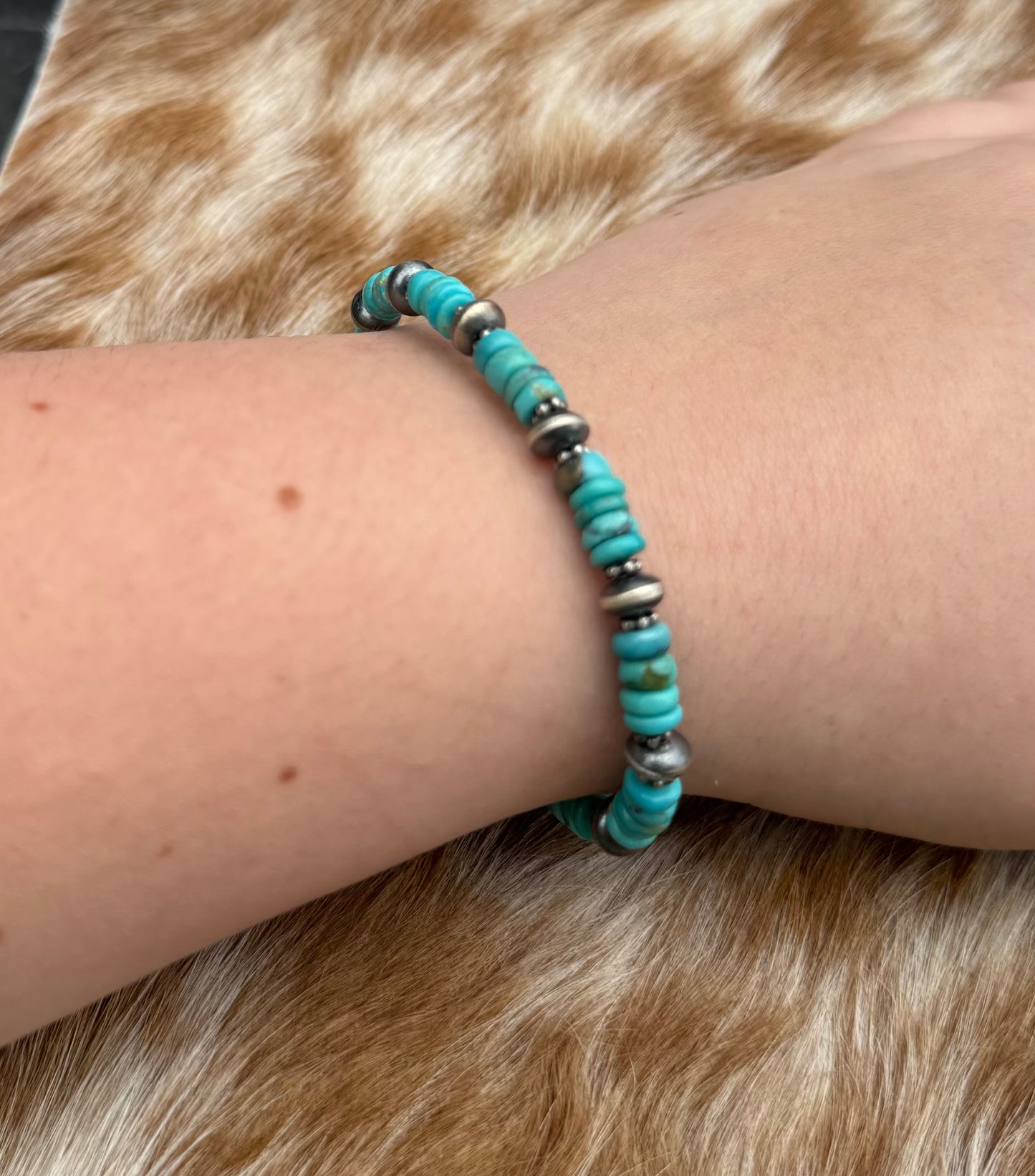 Turquoise & Saucer Pearl Bracelet