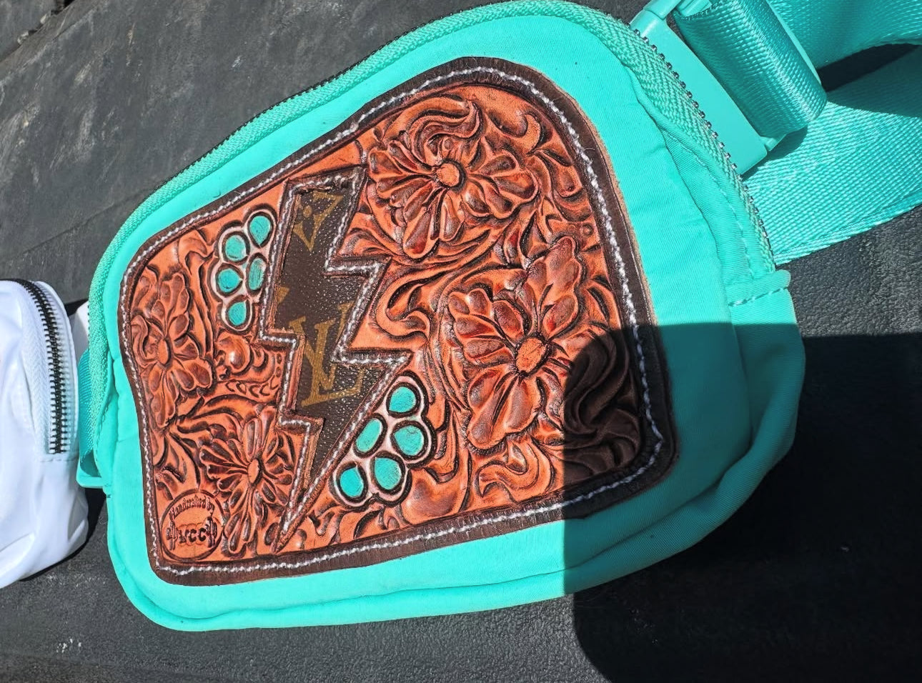 LV Lighting Bolt & Tooled Leather Belt Bag