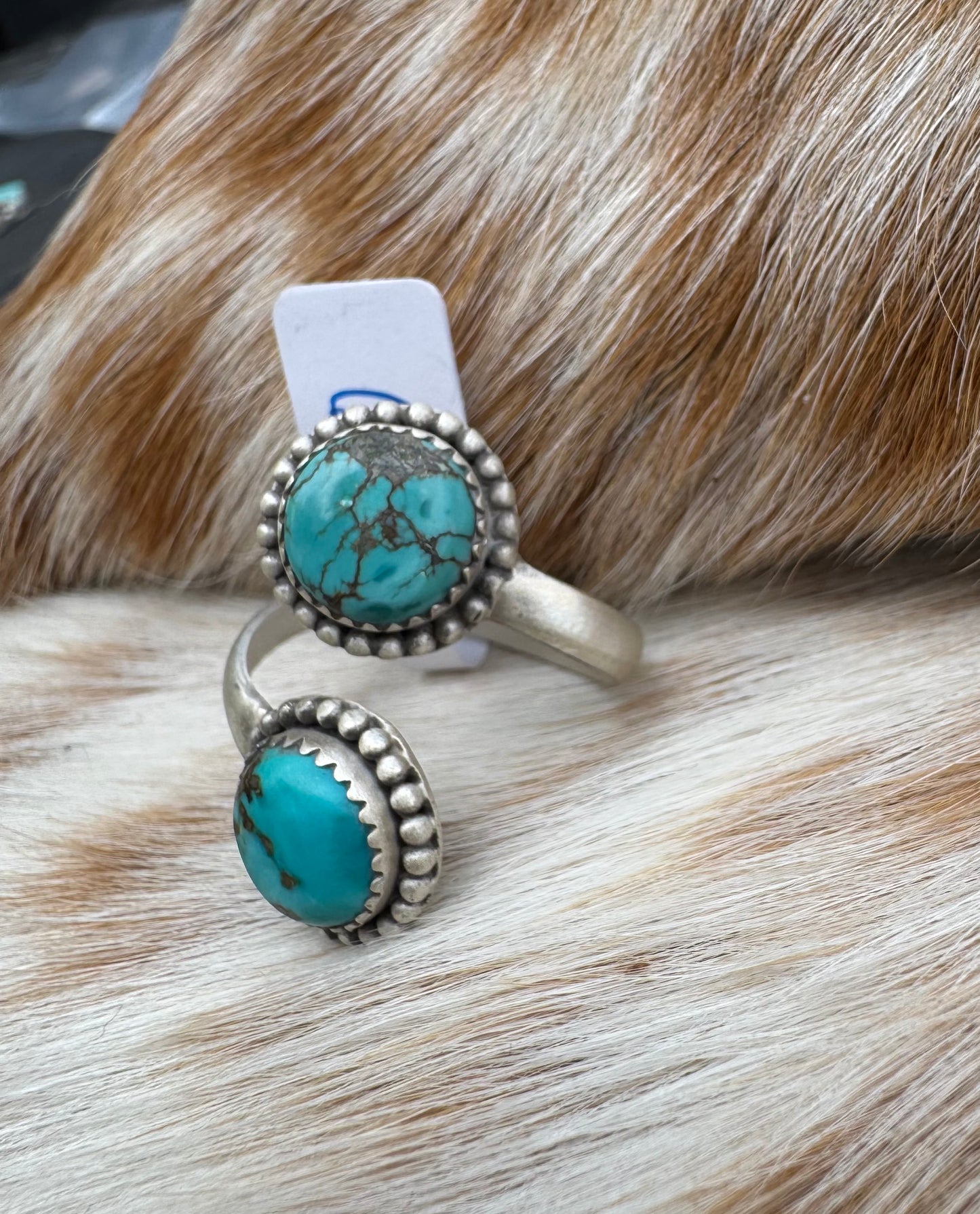 Double Turquoise Adjustable Ring