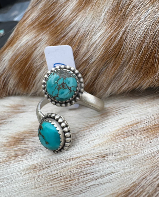 Double Turquoise Adjustable Ring