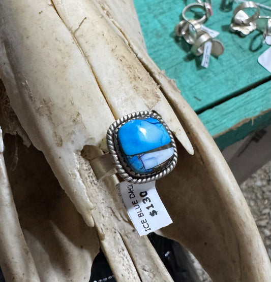 Ice Blue Dahlia Rings