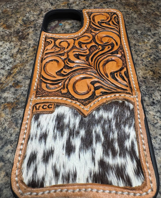 Cowhide/Tooled Leather Phone Case
