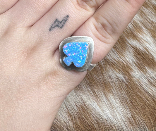 Blue Opal Spade Ring