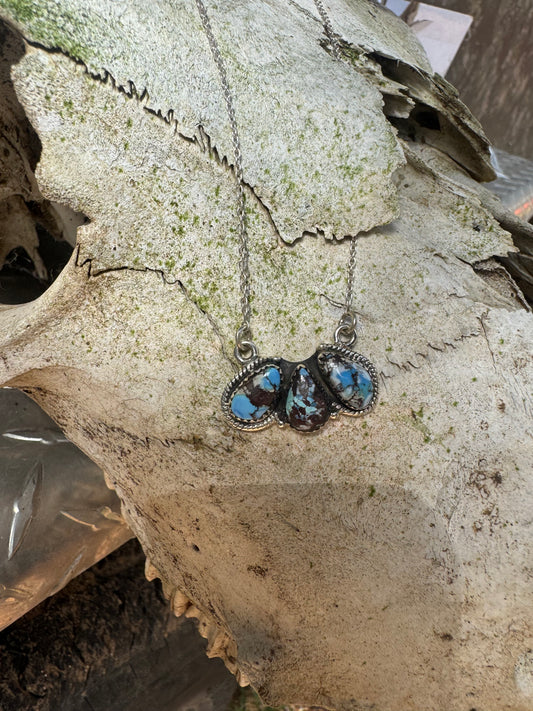 Golden Hills 3 Stone Cluster Necklace