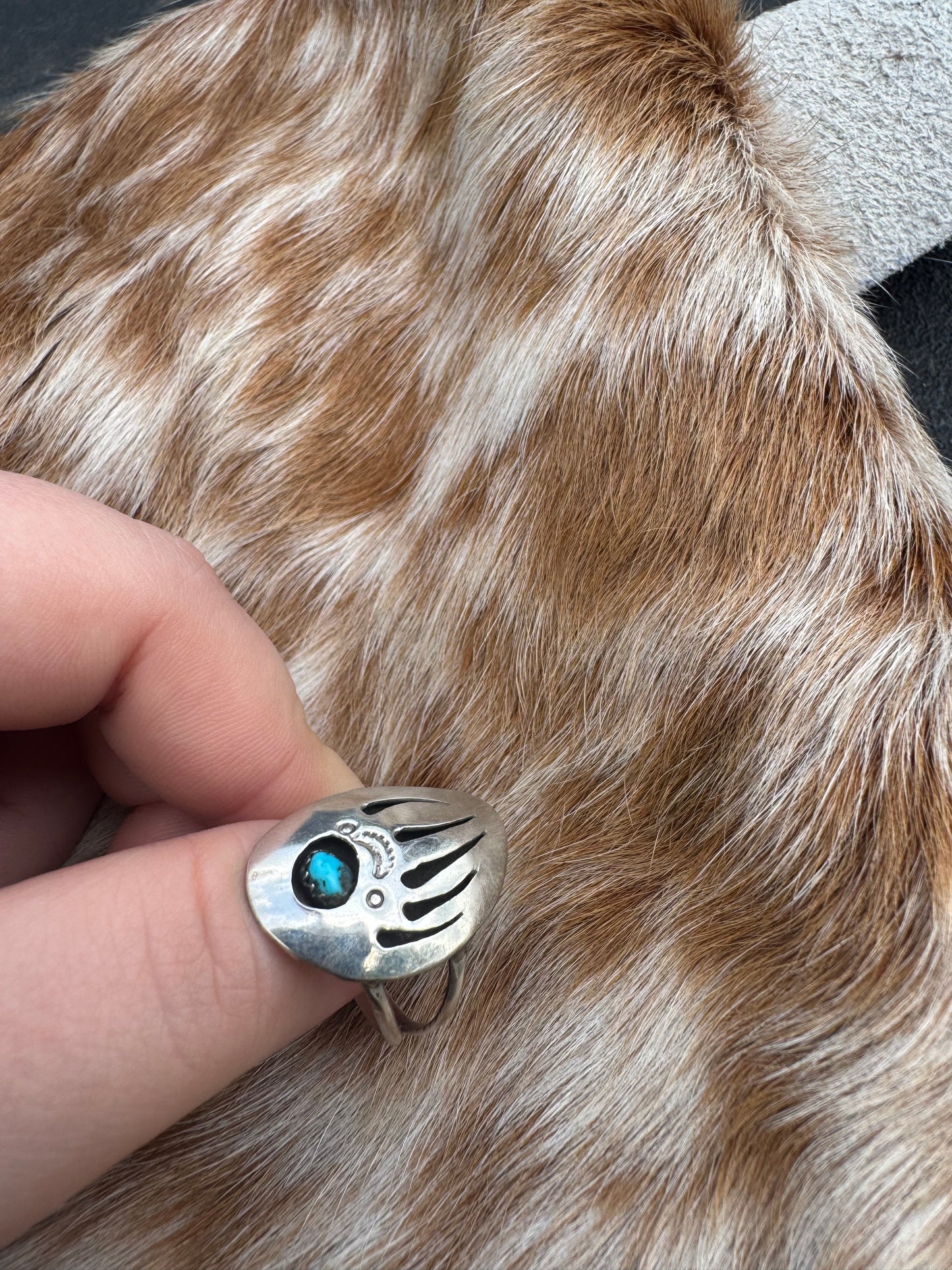 Bear Paw Ring W/raw Kingman Stone