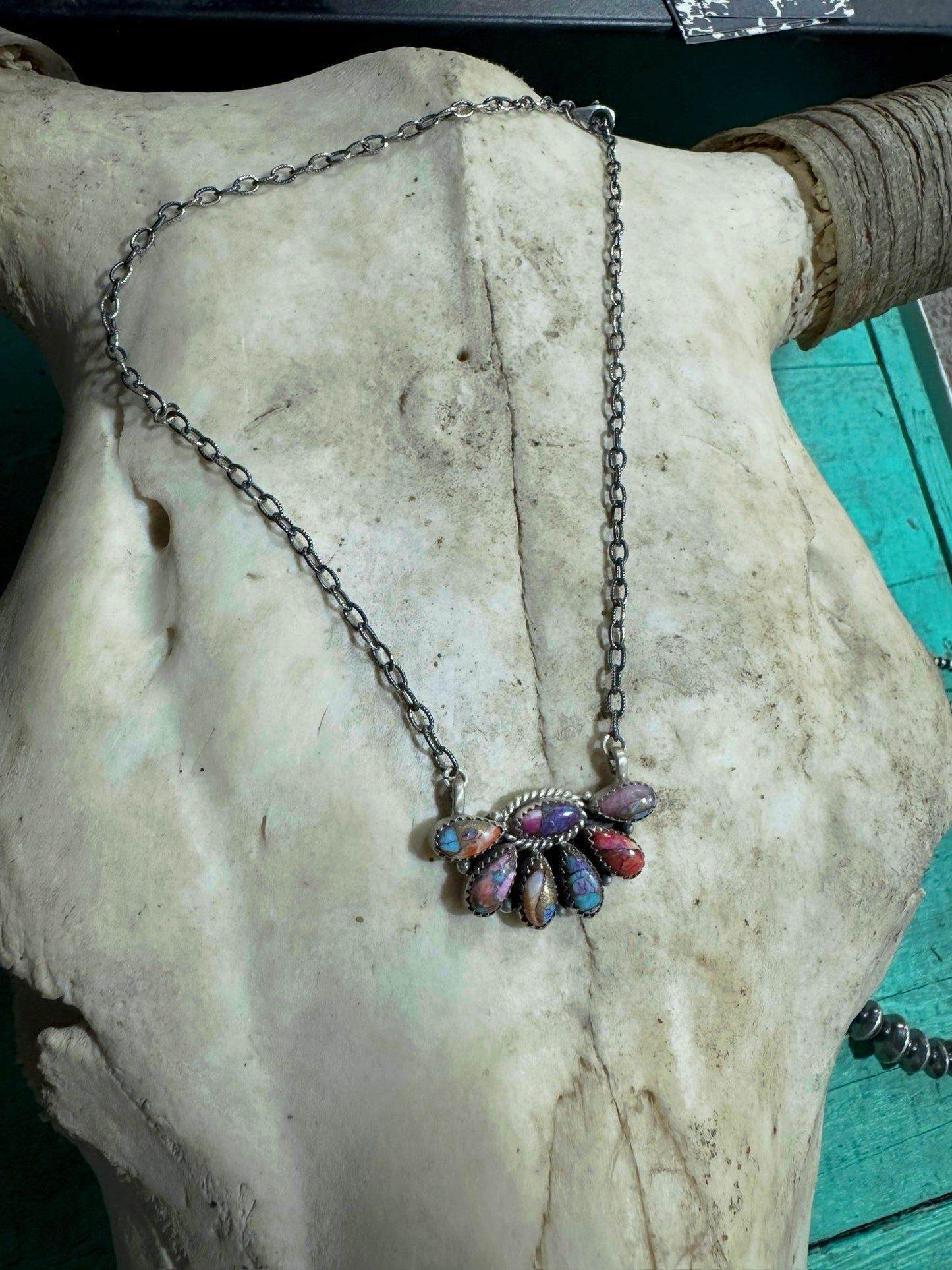 Pink Dahlia Half Cluster Necklace