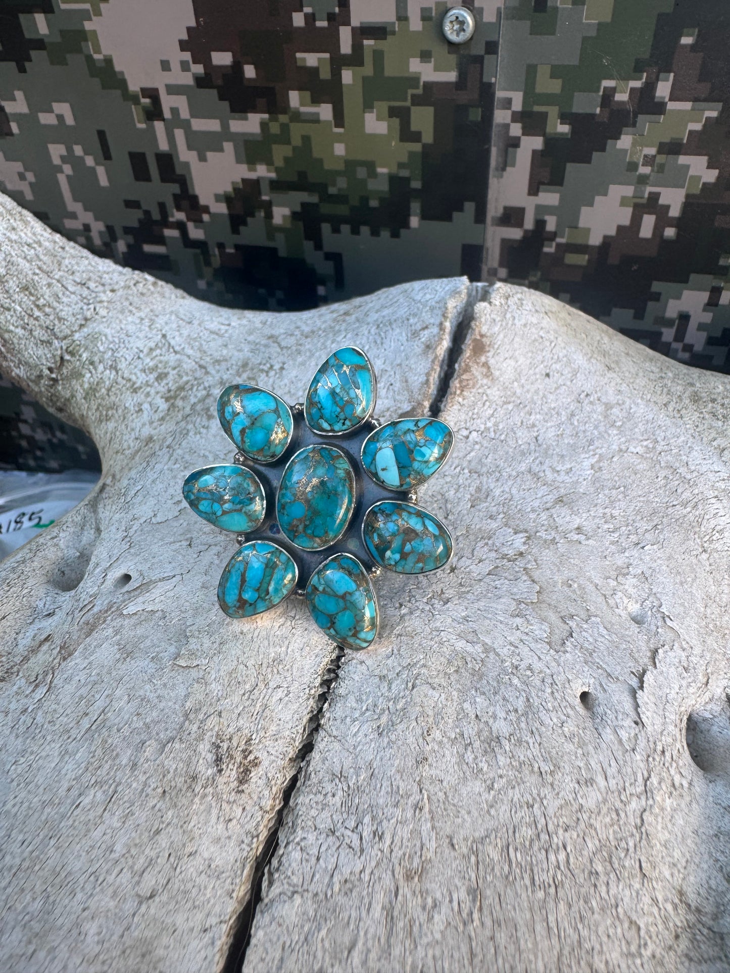 Copper Persian Turquoise Cluster Ring
