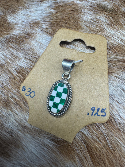 Green Checkered Pendent