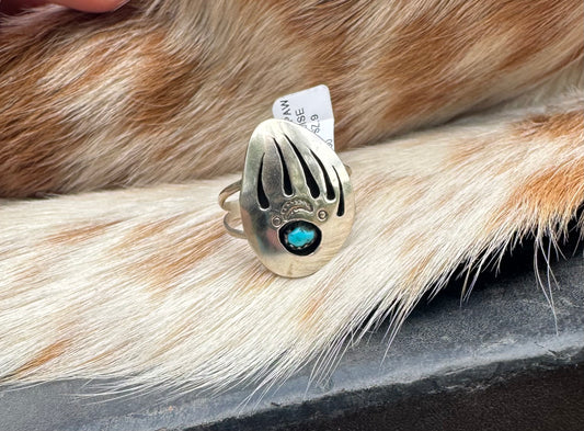 Bear Paw Ring W/raw Kingman Stone