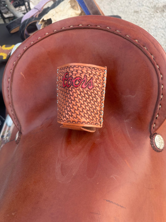 Coors/Basket Weave Leather Koozie