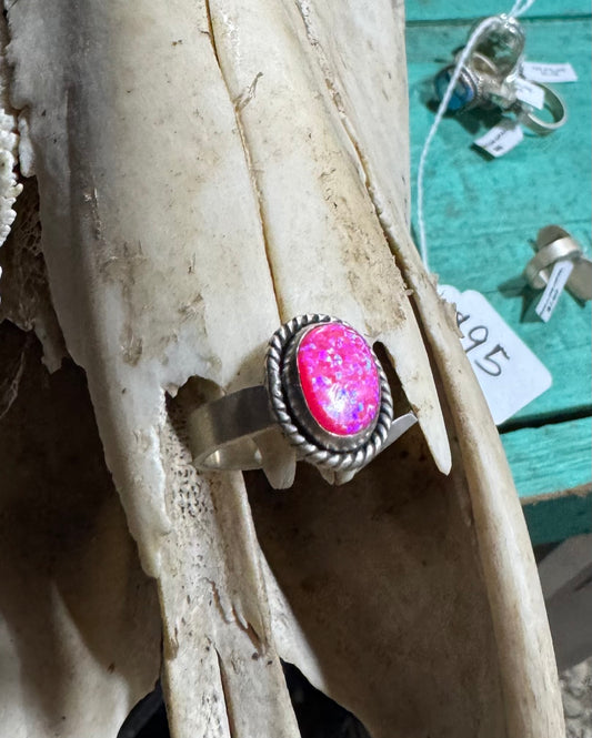 Neon Pink Lab Opal Ring