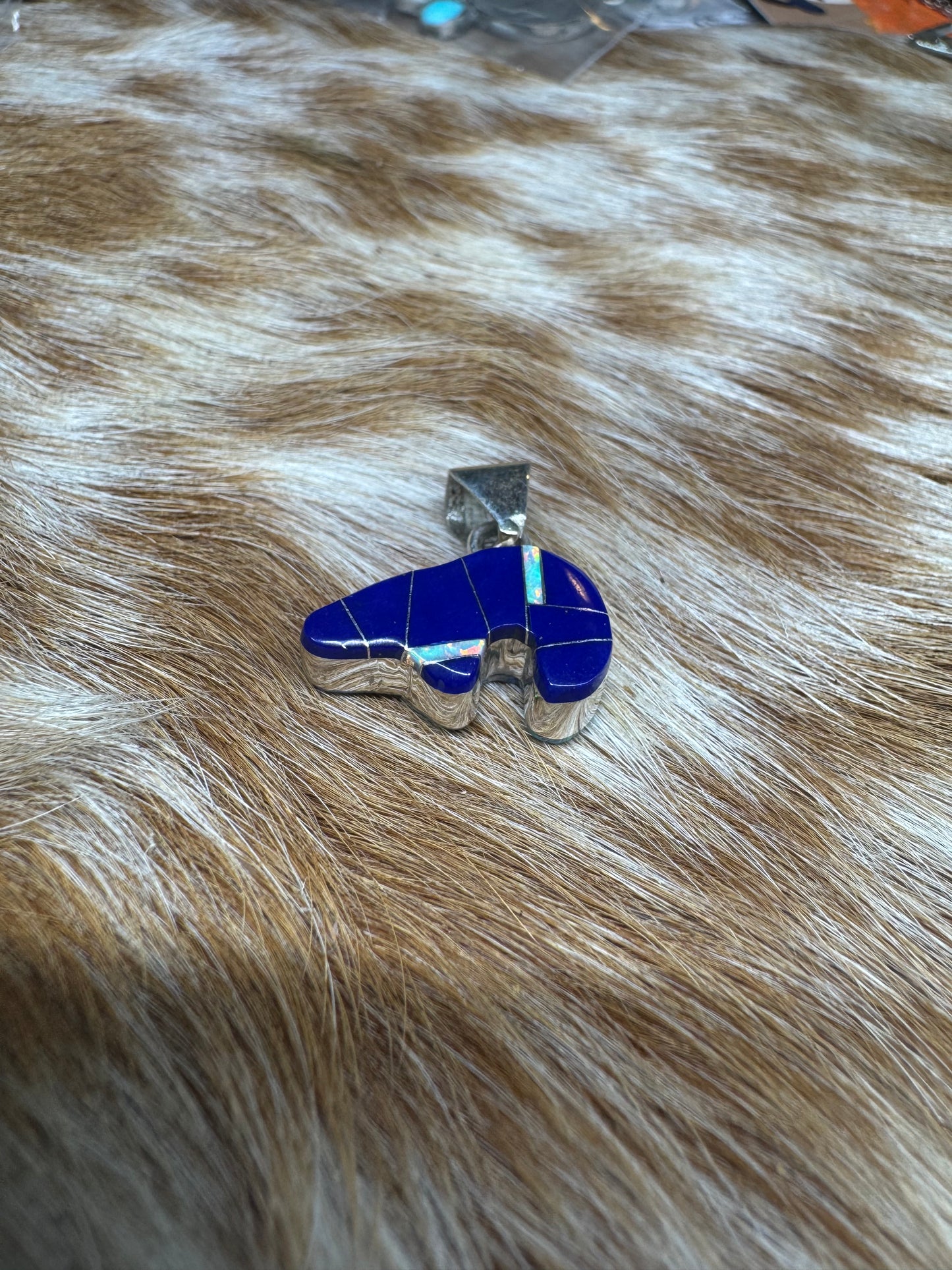 Zuni Inlay Bear Pendent