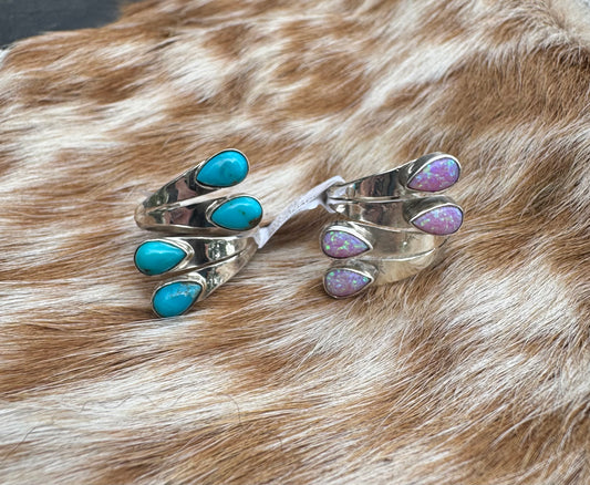 4 Stone Rings with stamped band