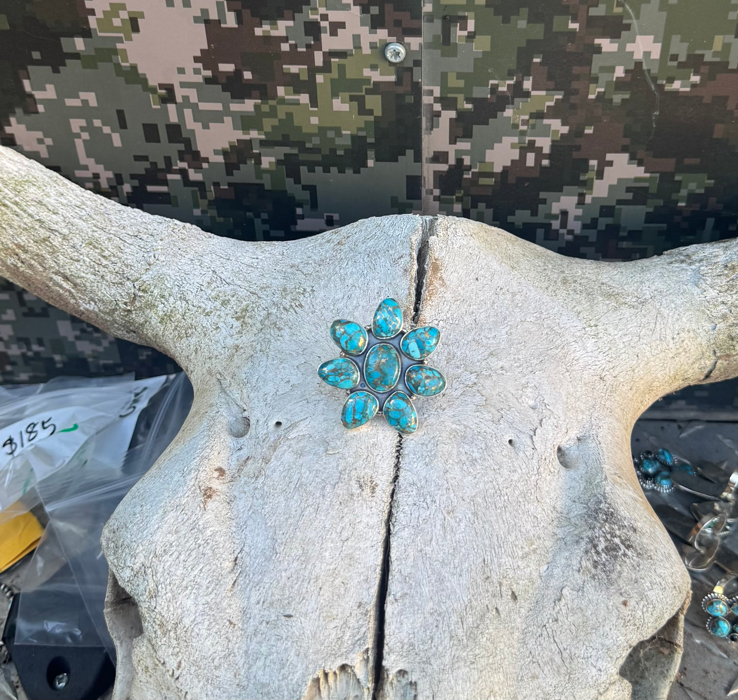 Copper Persian Turquoise Cluster Ring