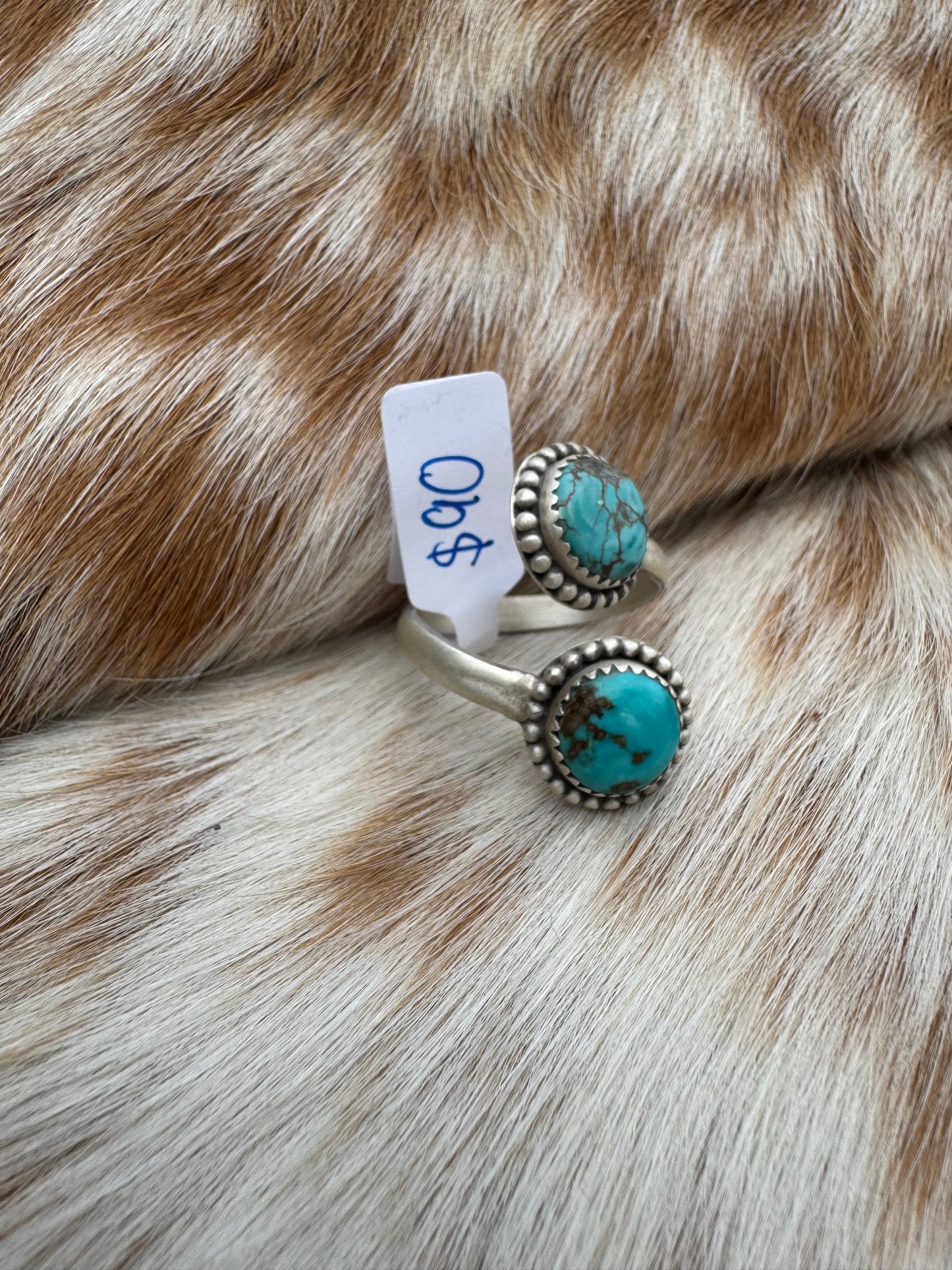 Double Turquoise Adjustable Ring