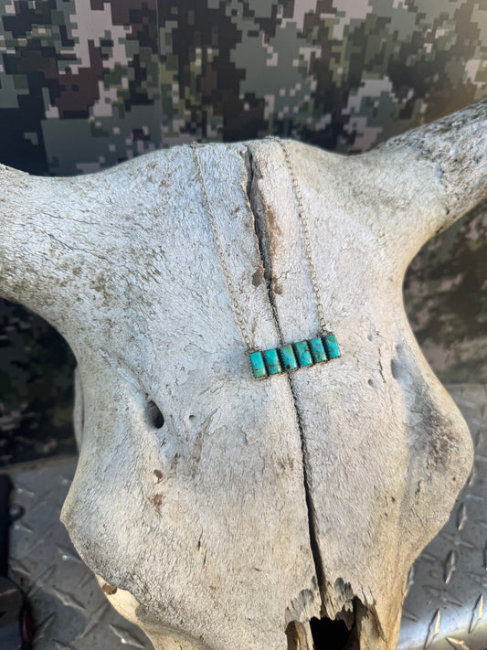 6 Stone Turquoise Bar Necklace