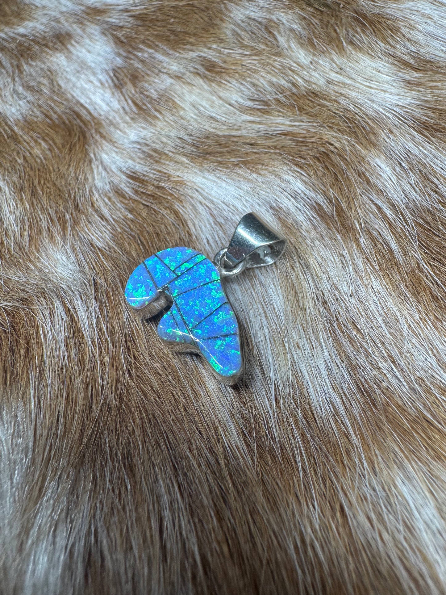 Zuni Inlay Bear Pendent