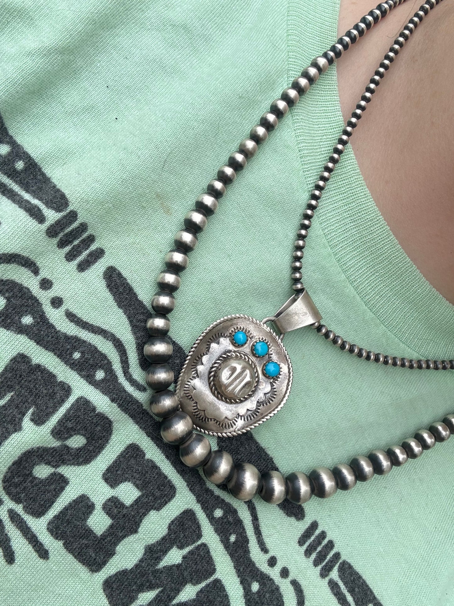 Cowboy Hat Pendent with Kingman Turquoise