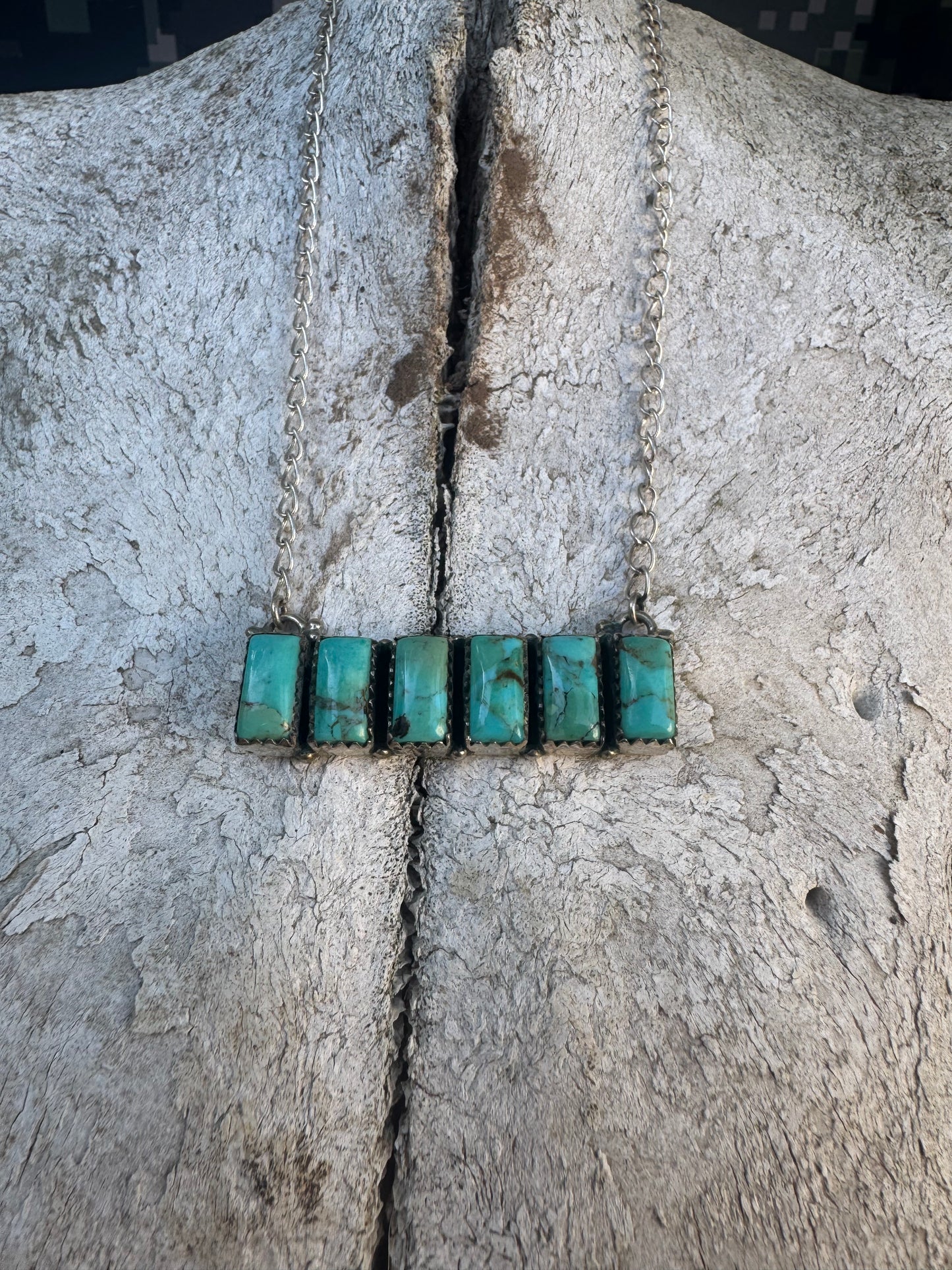 6 Stone Turquoise Bar Necklace