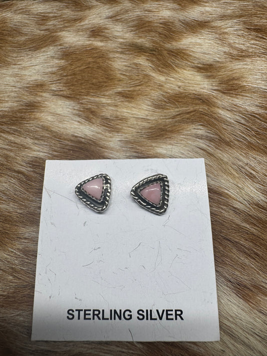 Triangle Pink Opal Earrings